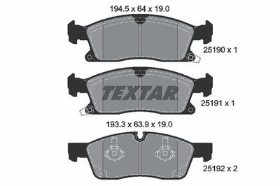 2519002 Textar Brake Pad Set, Disc Brake for Dodge, Jeep
