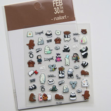 We Bare Bears 3D Nail Stickers Fun Nail Stickers Non-Toxic, Self-Adhesive