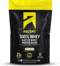 Ascent 100% Whey Protein Powder - Post Workout 2 Pound (Pack of 1)  10.01 per gallon