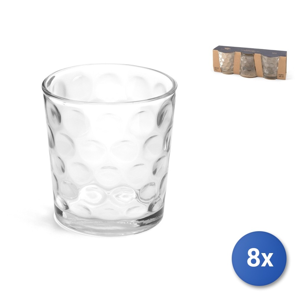 8X Royal Norfolk Sets Of 3 Cheers Glasses In Transparent Glass 26Cl