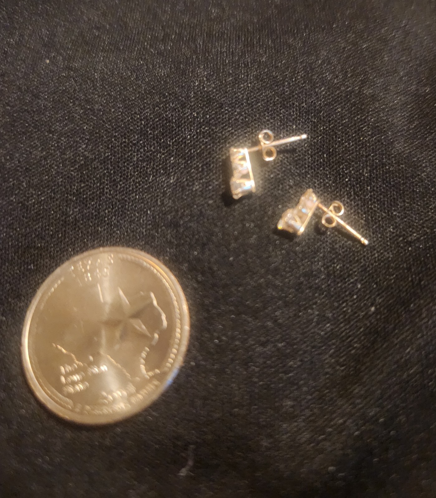 14k Solid Yellow Gold Stud Post Earrings With 3 G… - image 5