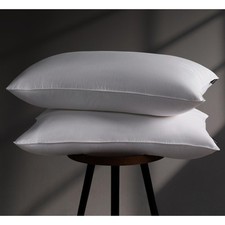 Luxury Goose Feather Down Pillow Queen Size Set of 2 Pack, 100 Cotton Hotel ...