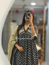 Indian Bollywood Aline Kurti Pant Dupatta Set Women's Beautiful Ethnic Kurta Set
