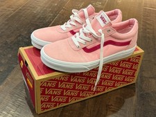 Us Missy Size 6 - VANS Ward Glossy Coral Blush Low Top Suede And Canvas