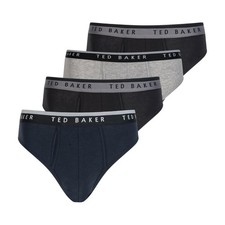 Men's 4 Pack Cotton Strech Brief, Grey/Black, Medium