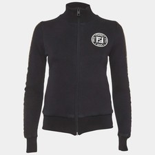 Fendi Black Jersey FF Logo Detail Track Jacket S
