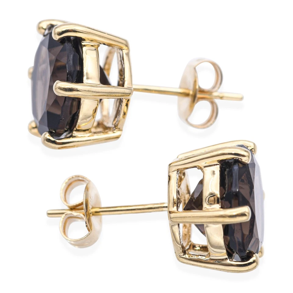 Aretes vintage de cuarzo ahumado de oro amarillo de 14k 6,68tcw Foto 2 de 4