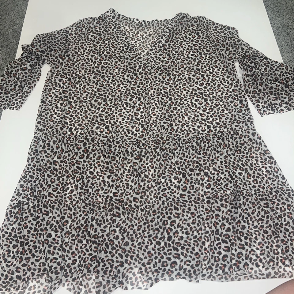 Traje de baño Coco Reef para mujer L estampado animal blanco marrón naranja vestido de encubrimiento nuevo sin etiquetas Foto 2 de 4