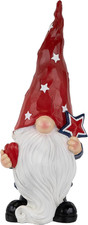 Gnome Holding Star Patriotic Outdoor Garden Statue - 16.5"