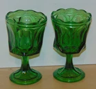 2 Vintage HTF 5 3/4" Anchor Hocking Spearmint Green Fairfield Candle Holder-VG