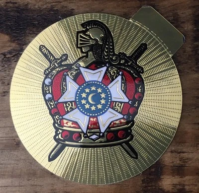 Masonic Knight Crown Swords Mason Super Glossy Vintage Foil Type Sticker Decal - Image 1 of 4