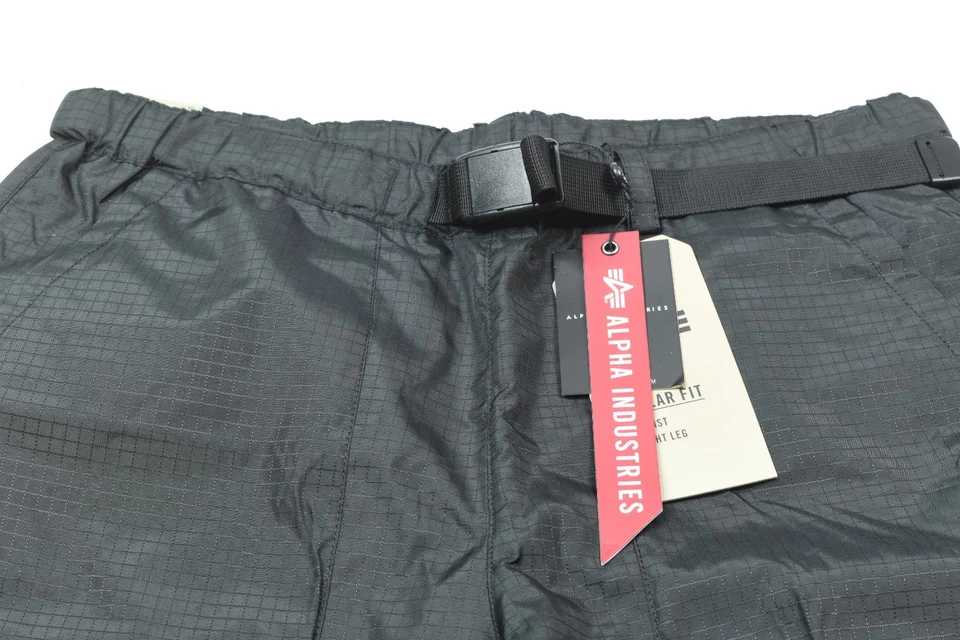 Pantalones Cortos Carga New Era Alpha Industries Para Hombre Pequeños Negros Ripstop Cinturón Pierna Recta Foto 3 de 4
