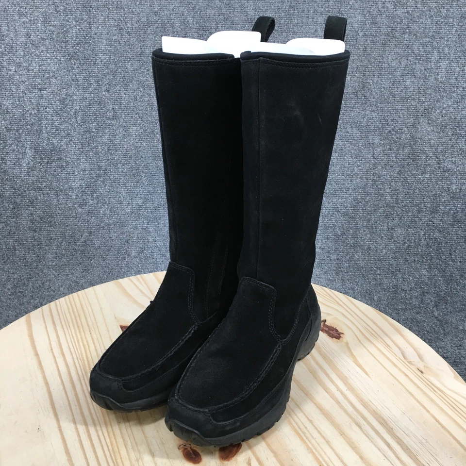 Botas Lands End para mujer 7,5 B negras altas de invierno gamuza punta redonda cremallera Foto 3 de 4