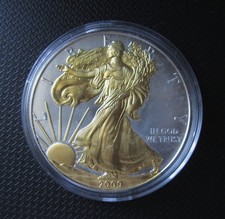 USA 2009 $1 Dollar American Silver Eagle 1 Oz Silber 99,9% Gilded Stempelglanz