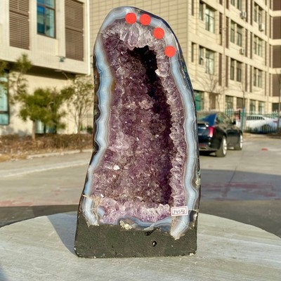 7.58LB Natural agate Amethyst geode quartz cluster crystal Cathedral specimen He