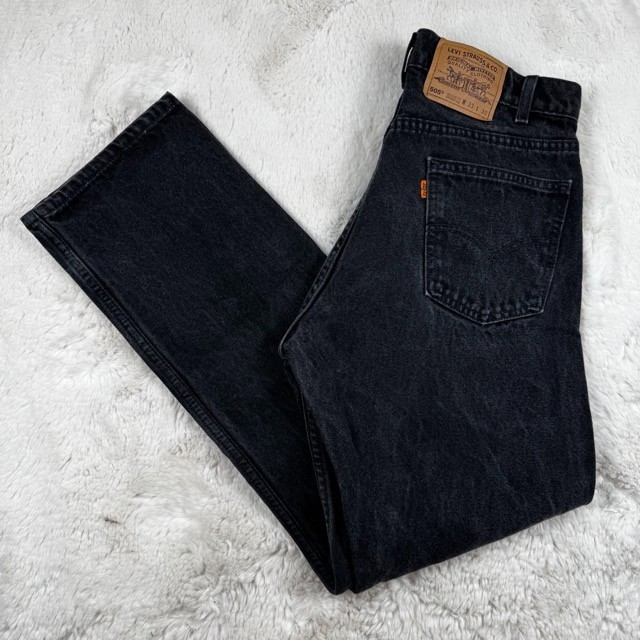 VTG 90s USA Levi's Orange Tab 505 Regular Straight Fit Black Denim Jeans 31x31