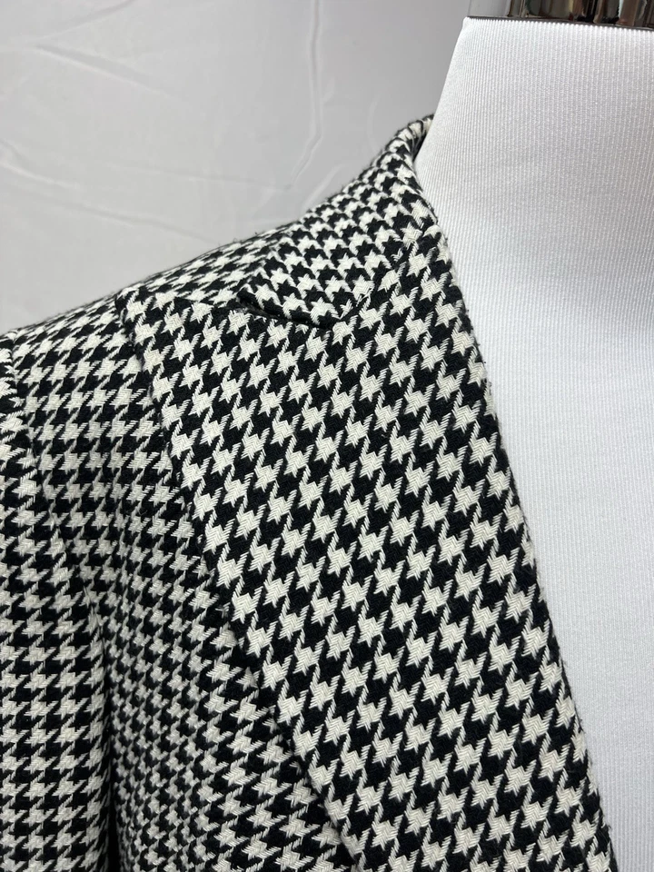 Chaqueta Blazer Abrigo Deportivo Linea Uomo Para Hombre 52R Negro Blanco Grande Pata de Gallo Foto 2 de 4