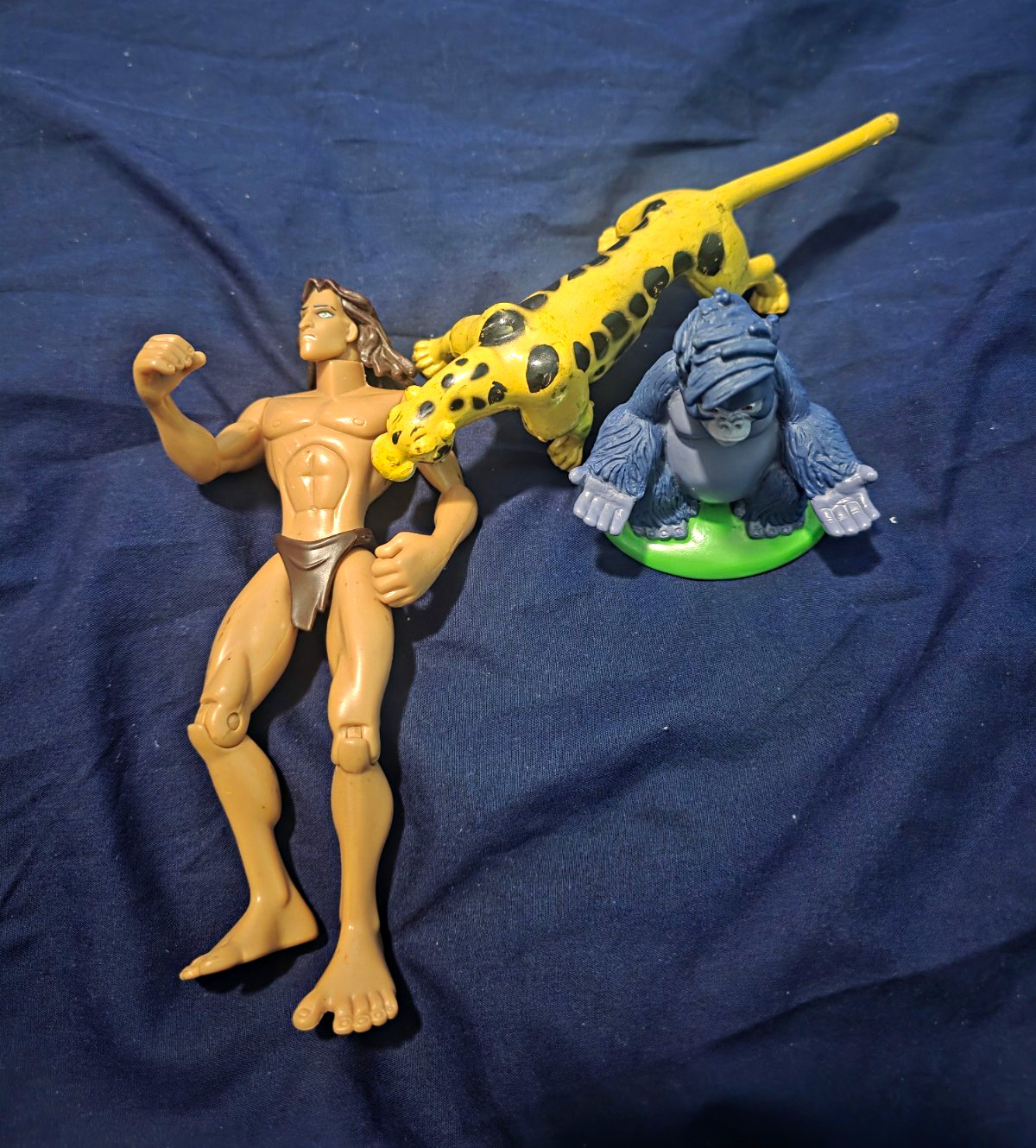 disney Tarzan action figure lot with leopard & gorilla plastic figures x3 