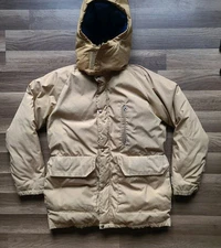Vintage THE NORTH FACE Down Puffer Parka Jacket Hooded 70s/80s Tan M READ TNF
