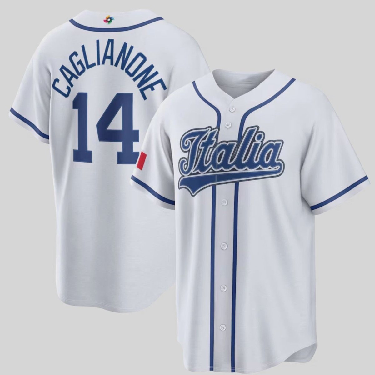 14 Jac Caglianone Italy Baseball White 2026 World Baseball Classic