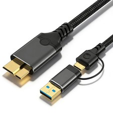 3.3FT External Hard Drive Cable,Micro B 3.0 to USB C/A Cord