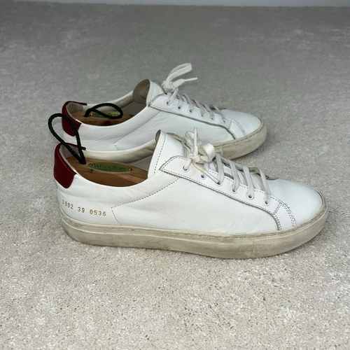 Scarpa Donna di Common Projects Italia Achille Bassa Retrò Bianca Rossa Tab Pelle 39