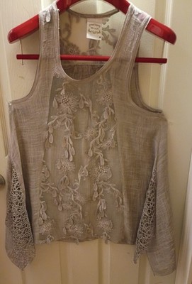 Taupe Colored Sheer Poly Chiffon Blend Boutique Brand Beach Tunic Cover Up Sz S