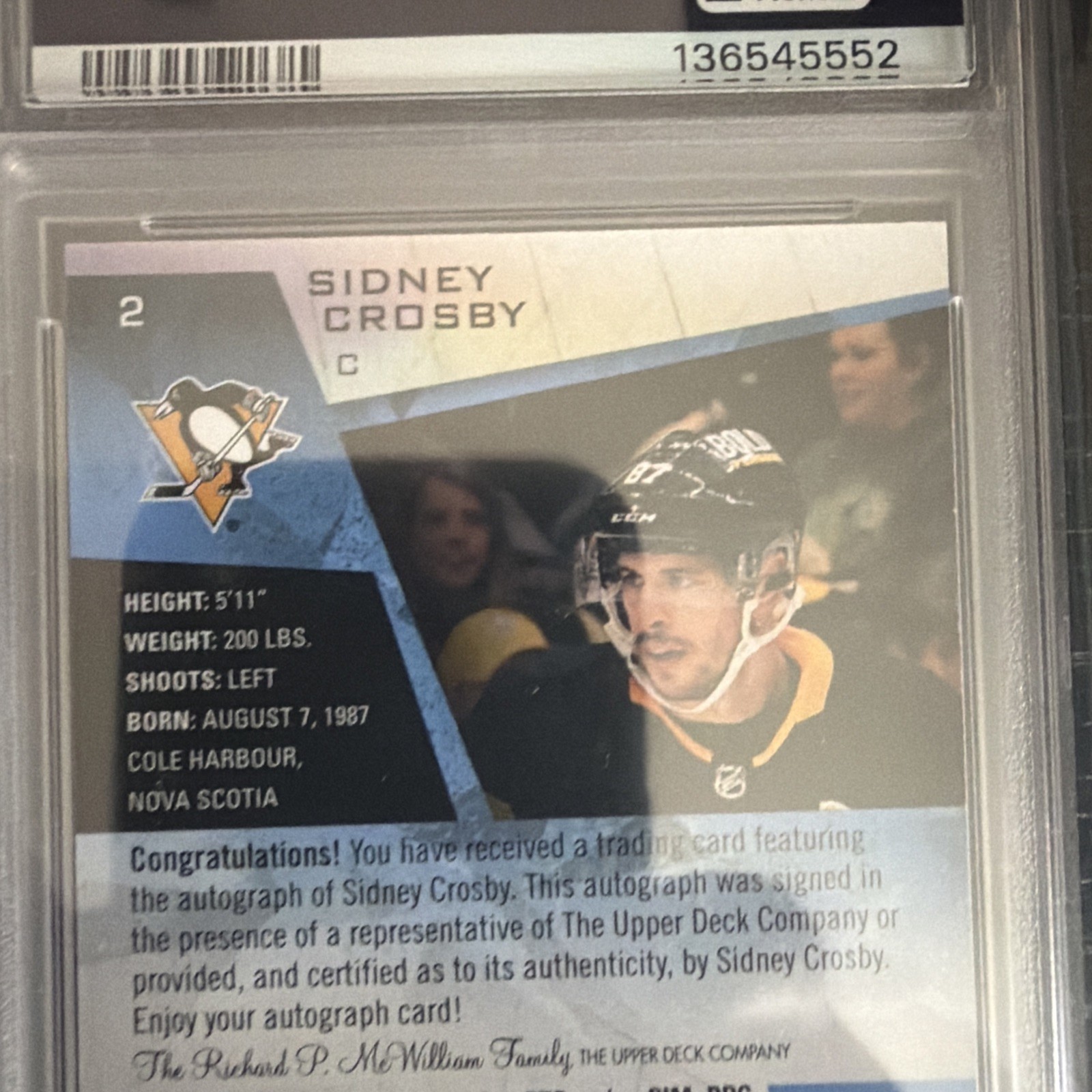 2021-22 SP Game Used Blue Autograph Sidney Crosby #2 PSA 9 Penguins view 13