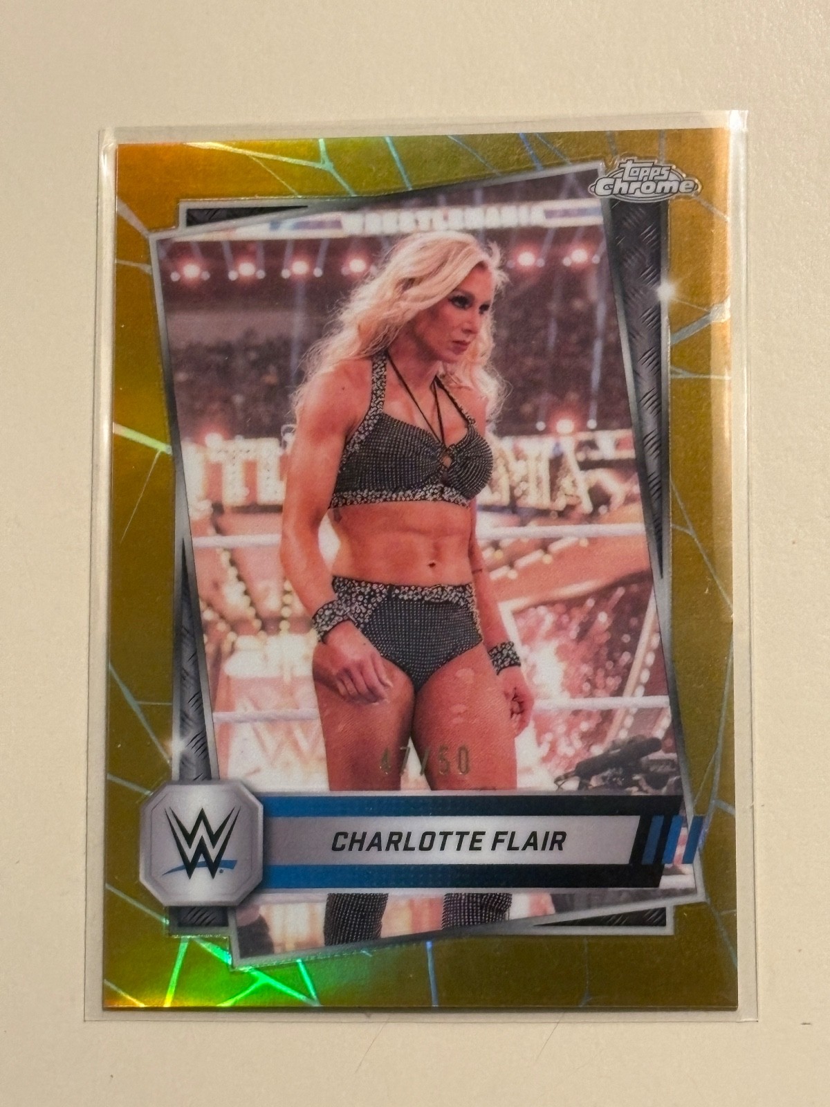 Charlotte Flair 2025 Topps Chrome WWE #123 Gold Refractor /50