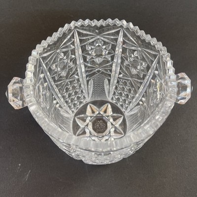 Hobstar American Cut Glas Eiskübel Sägezahnrand Vintage 1920er Kristall