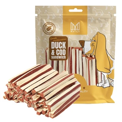 Hundeleckerli - Weiche Entenstreifen Sandwich Mersjo 500g