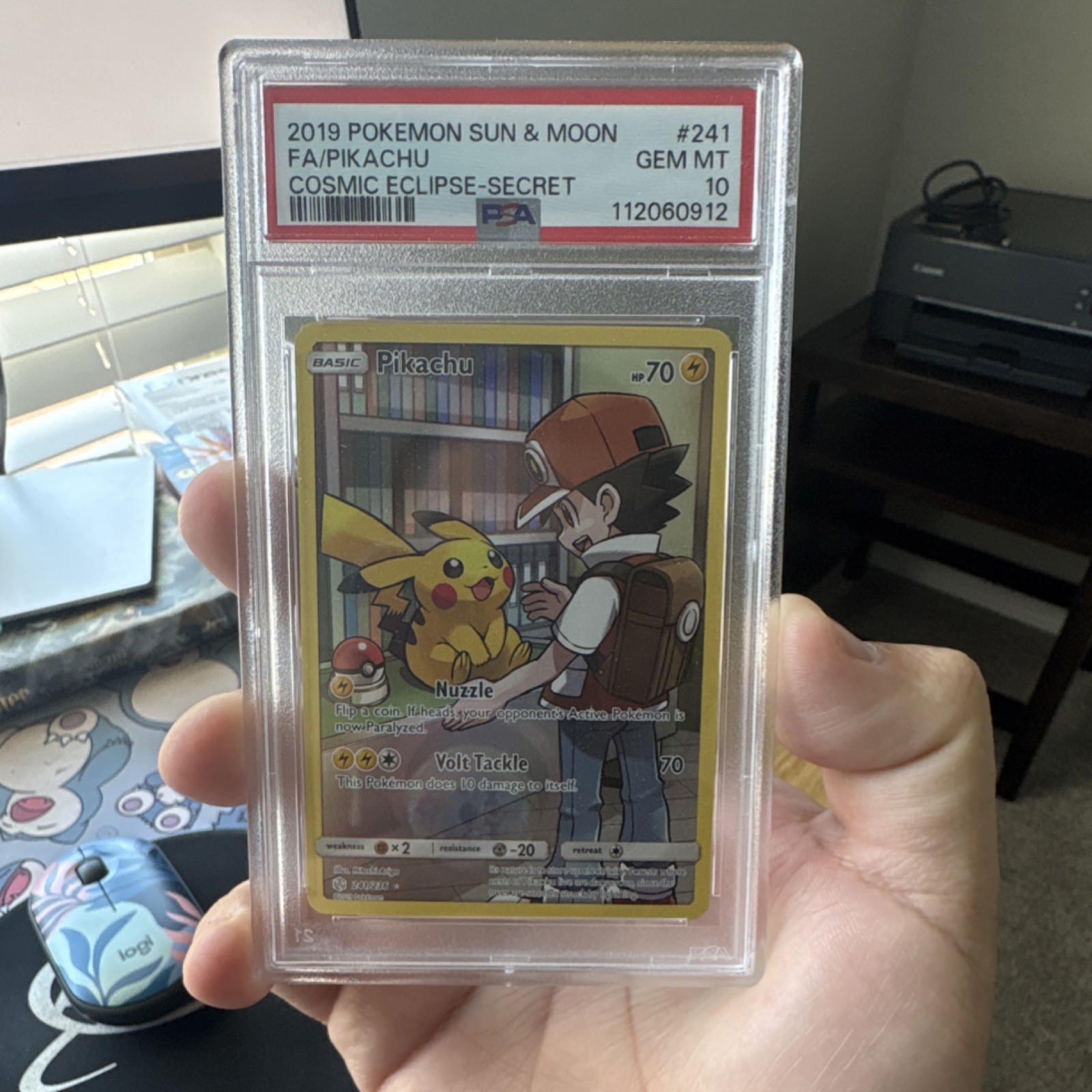 Pokémon 2019 Cosmic Eclipse Secret Rare Pikachu #241 FA GEM MT PSA 10