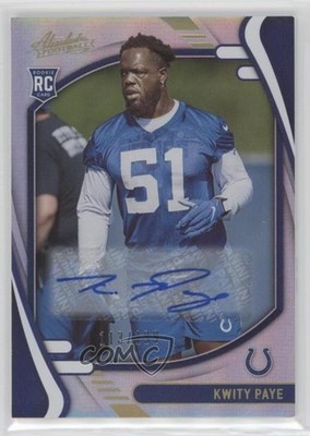2021 Absolute Rookies Spectrum Signatures 113/199 Kwity Paye Rookie Auto RC 0pm3
