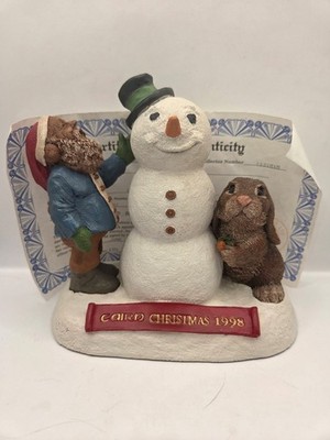 Vintage Tom Clark & Wolfe ''Cairn Christmas 1998 Figurine Snowman Rabbit With COA