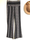 Boho Black White Paisley Floral Hippie Flare Pullon Yoga Pants Stretch Bell M L — photo 3