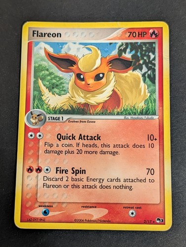 Flareon 2/17 Rare Holo POP Series 3 Pokemon Heavily Played Dmg