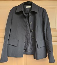 Womens Vintage PRADA Black Lightweight 4 Button Coat Jacket Italy 46 US 10 12