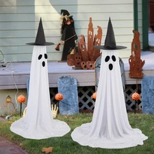 Halloween Decorations Ghost Lights (2-Pack) | Adjustable Height, Solar Powere...