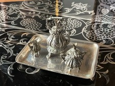 Fusione Argento 800 Miniatura Servizio Da TEA Tre Pezzi Più Vassoio