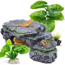 Turtle Basking Platform Kit, Reptile Habitat Hideout, Decorative Resin for Aq...