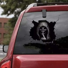 3D Silent Skull Sticker,15.7x8 in Halloween Scary Grim Reaper Ghost Decal,for...