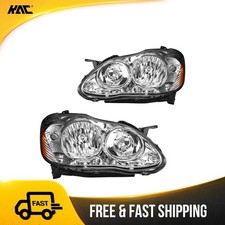 Halogen Headlight Assembly For 03-08 Toyota Corolla Chrome Housing Amber Pair Halogen Headlight Assembly For 03-08 Toyota Corolla Chrome Housing Amber Pair