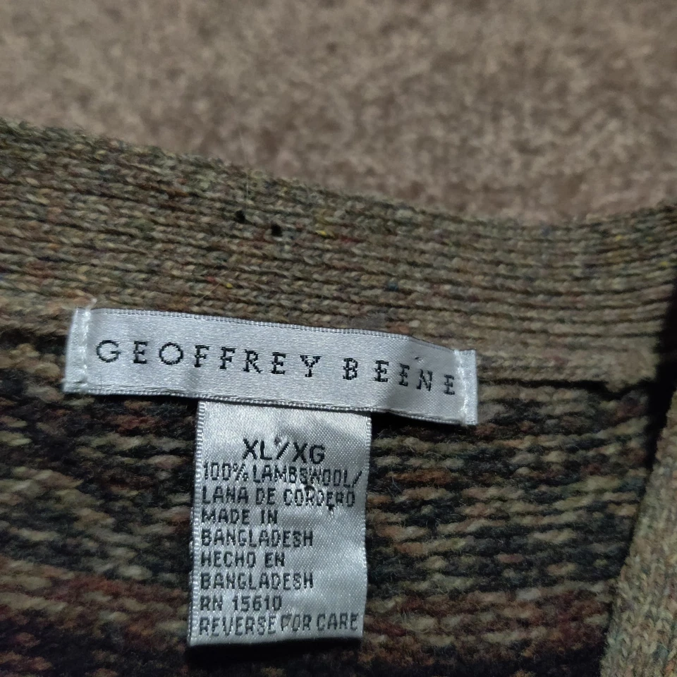 Chaleco Cárdigan Vintage Geoffrey Beene 100% Lana Cordero Azteca Suroeste Para Hombres XL Foto 2 de 4