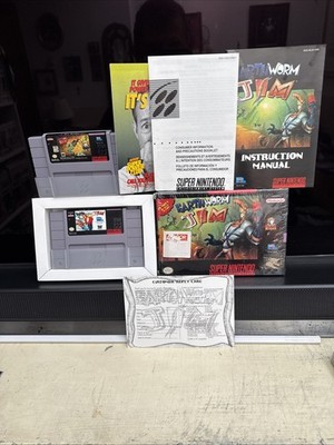 Earthworm Jim and Earth Worm Jim 2 SNES Authentic And Original Owner