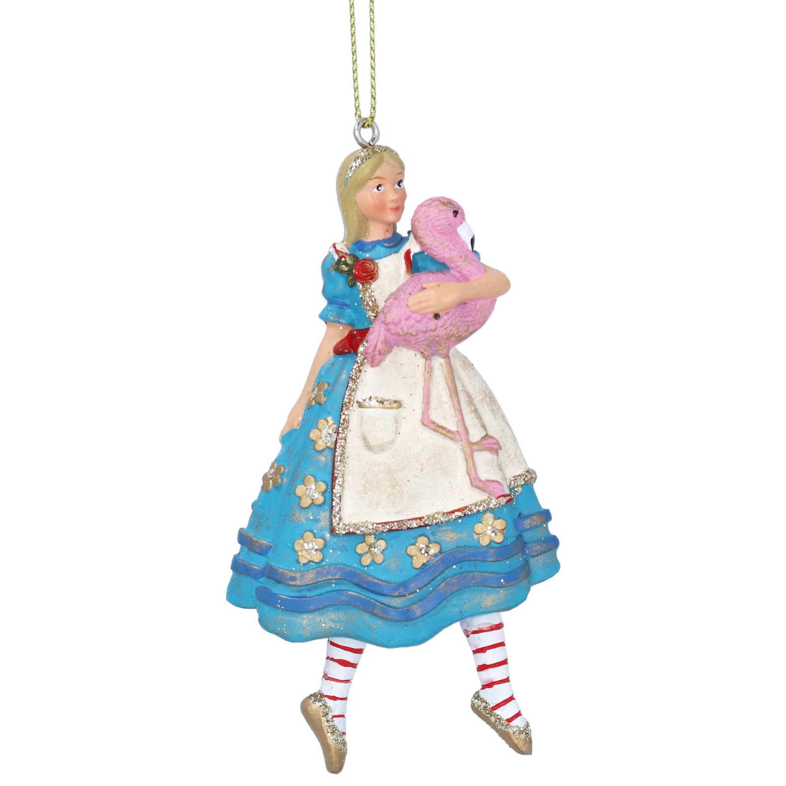 Alice in Wonderland Decoration – Gisela Graham Hanging Alice with Flamingo