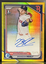 2024 Bowman Draft Brandon Neely 1st Yellow Refractor AUTO /75 #CPA-BN Red Sox