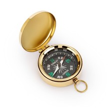 Maritim Kompass 4,5cm mit Deckel und Ring aus Messing gold Taschenkompass