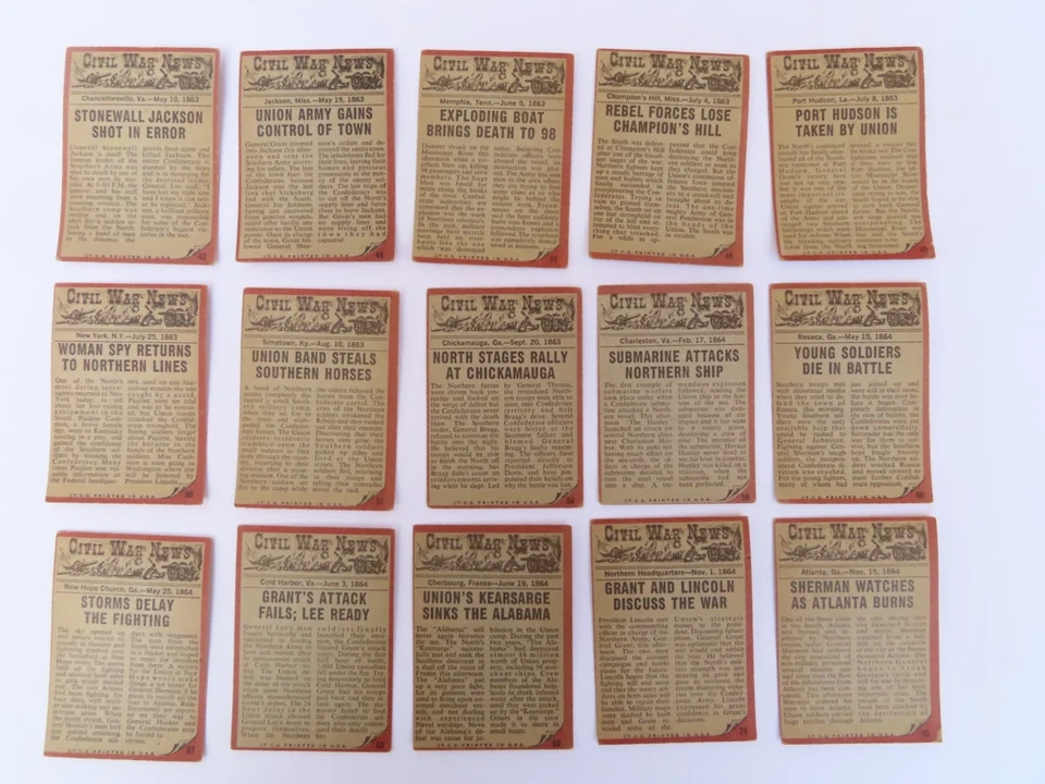 1962 Topps Civil War News Trading Cards Partial Starter Set with Checklist - Image 4 of 4