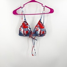 Volcom Bikini Top SZ Large NEW Sample Tie Dye Patriotic USA Triangle String Swim