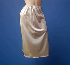 ADONNA Half Slip Skirt SILKY BEIGE SATIN Nylon Lingerie Medium